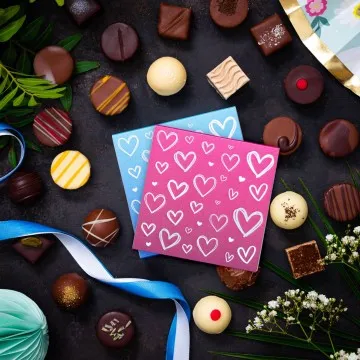Pink&Blue Hearts 2x - Pralinen, ohne Alkohol handmade