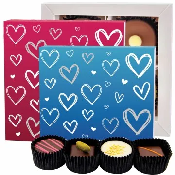 Pink&Blue Hearts 2x - Pralinen, ohne Alkohol handmade