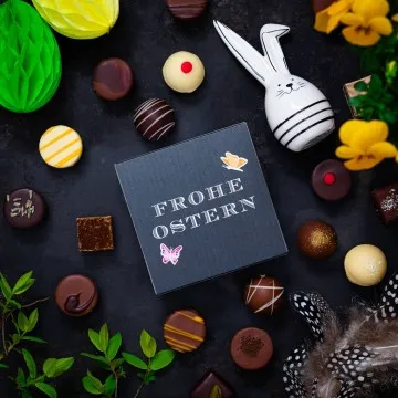 Frohe Ostern Black - Pralinen, ohne Alkohol handmade