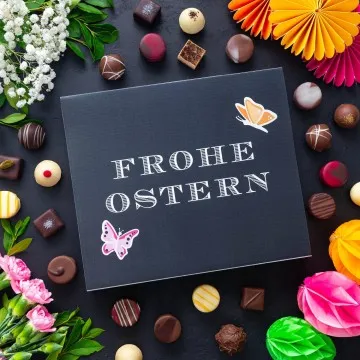 Frohe Ostern Black XXL - Pralinen, ohne Alkohol handmade