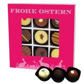 Frohe Ostern pink L - Pralinen, mit & ohne Alkohol