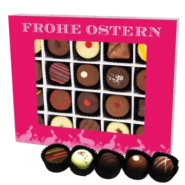 Frohe Ostern pink XL - Pralinen, mit & ohne Alkohol