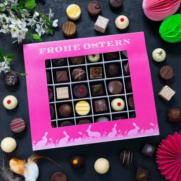 Frohe Ostern pink XXL - Pralinen, mit & ohne Alkohol