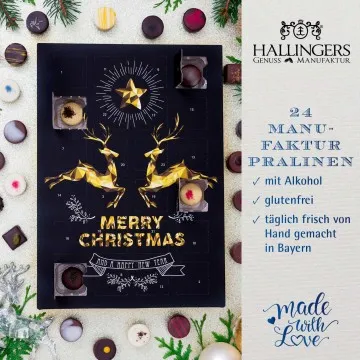 Adventskalender Goldene Elche - Pralinen, mit & ohne Alkohol