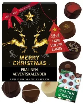 Adventskalender Goldene Elche - Pralinen, mit & ohne Alkohol
