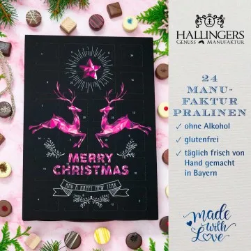 Adventskalender Pinke Elche - Pralinen, ohne Alkohol handmade