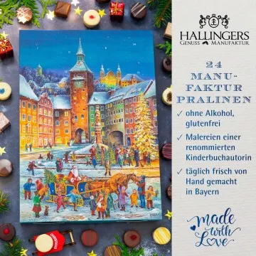 Adventskalender Romantische Weihnachten - Pralinen, ohne Alkohol handmade