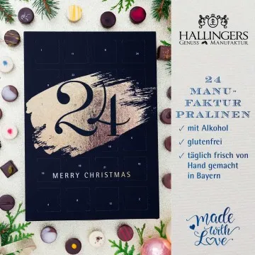 Adventskalender Merry Christmas - Pralinen, mit & ohne Alkohol