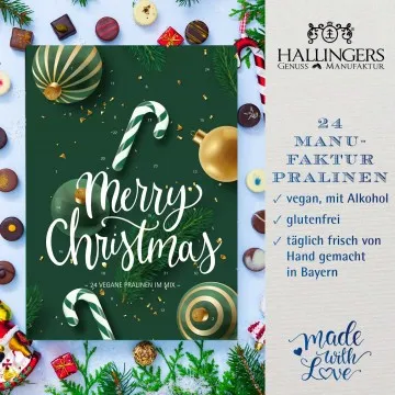 Adventskalender Merry Christmas vegan - Vegane Pralinen, mit & ohne Alkohol