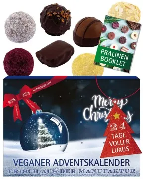 Adventskalender Weihnachtskugeln - Vegane Pralinen, mit & ohne Alkohol