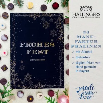 Adventskalender Frohes Fest - Pralinen, mit & ohne Alkohol