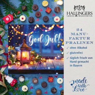Adventskalender God Jul - Pralinen, ohne Alkohol handmade