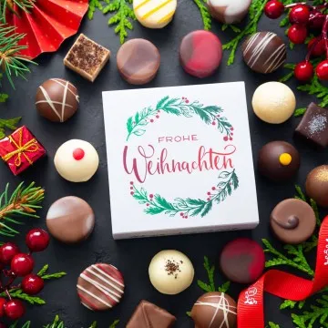 Frohe Weihnachten Kranz - Pralinen, ohne Alkohol handmade