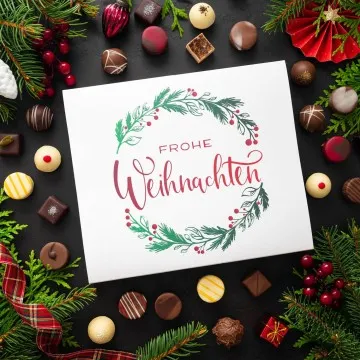 Frohe Weihnachten Kranz XXL - Pralinen, ohne Alkohol handmade