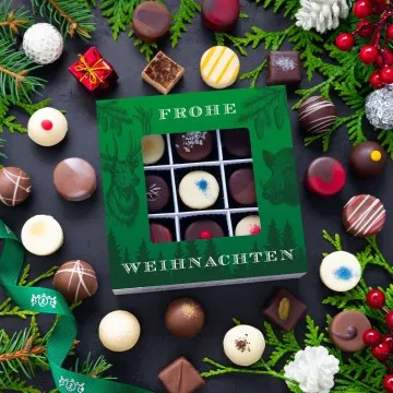 Frohe Weihnachten L - Pralinen, mit & ohne Alkohol
