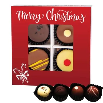 Merry Christmas Rot - Pralinen, mit & ohne Alkohol