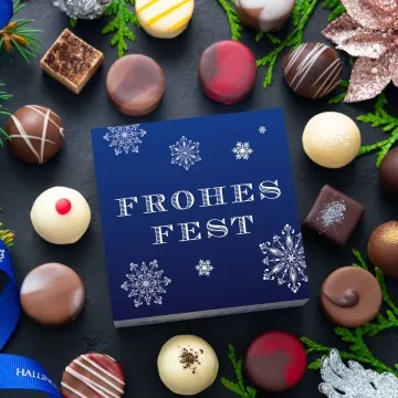Frohes Fest Blau - Pralinen, ohne Alkohol handmade