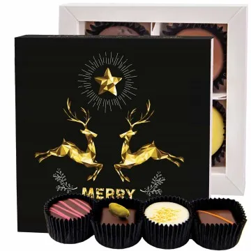 Merry Christmas Goldene Elche - Pralinen, ohne Alkohol handmade