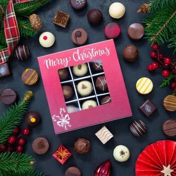 Merry Christmas Rot L - Pralinen, mit & ohne Alkohol