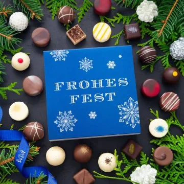 Frohes Fest Blau L - Pralinen, ohne Alkohol handmade