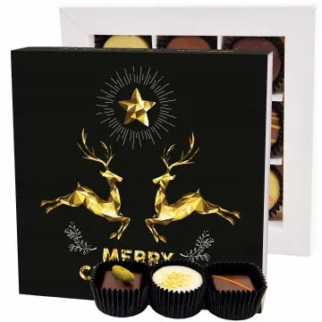 Merry Christmas Goldene Elche L - Pralinen, ohne Alkohol handmade