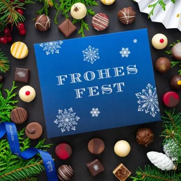 Frohes Fest Blau XL - Pralinen, ohne Alkohol handmade