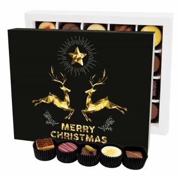 Merry Christmas Goldene Elche XL - Pralinen, ohne Alkohol handmade