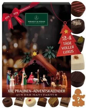 Adventskalender Wendt & Kühn - Pralinen & Engel, ohne Alkohol mit Engel