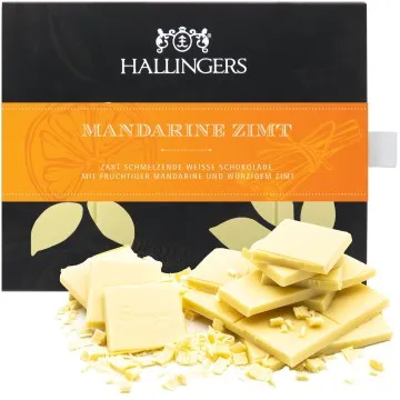 Weiße Tafel Mandarine-Zimt (Mandarine-Zimt) - Weiße Schokolade, handmade ohne Alkohol