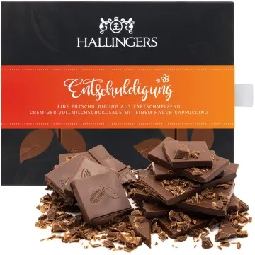Vollmilch-Tafel Entschuldigung (Cappuccino) - Schokolade, handmade ohne Alkohol