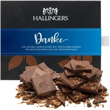 Vollmilch-Tafel Danke (Pur) - Schokolade, handmade ohne Alkohol
