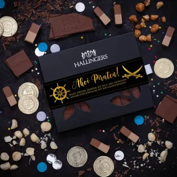 Vollmilch-Tafel Ahoi Piraten (Macadamia-Nougat) - Schokolade, handmade ohne Alkohol