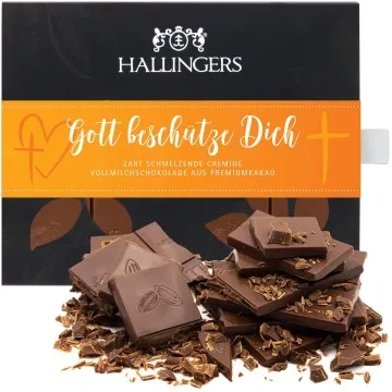 Vollmilch-Tafel Gott beschütze Dich (Pur) - Schokolade, handmade ohne Alkohol