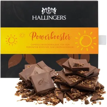 Vollmilch-Tafel Power Booster (Cappuccino) - Schokolade, handmade ohne Alkohol