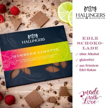 Vollmilch-Tafel Himbeer-Limette (Himbeer-Limette) - Schokolade, handmade ohne Alkohol