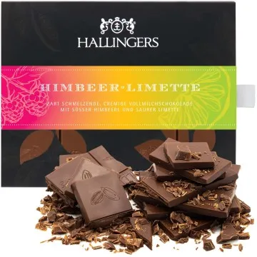 Vollmilch-Tafel Himbeer-Limette (Himbeer-Limette) - Schokolade, handmade ohne Alkohol
