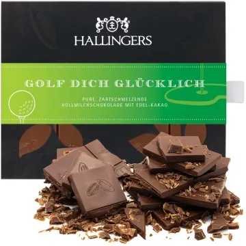 Vollmilch-Tafel Golf dich glücklich (Pur) - Schokolade, handmade ohne Alkohol