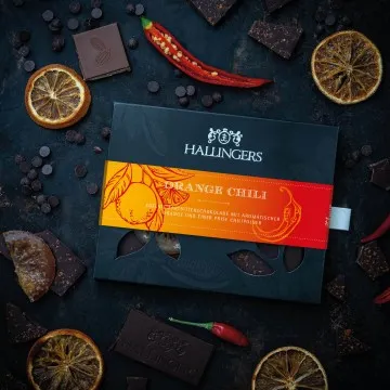 Zartbitter-Tafel Orange-Chili (Orange-Chili) - Vegane Schokolade, handmade ohne Alkohol