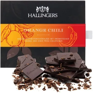 Zartbitter-Tafel Orange-Chili (Orange-Chili) - Vegane Schokolade, handmade ohne Alkohol