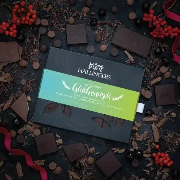 Zartbitter-Tafel Herzlichen Glückwunsch (Pur 85%) - Vegane Schokolade, handmade ohne Alkohol