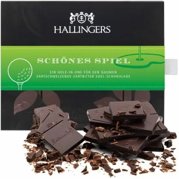 Zartbitter-Tafel Schönes Spiel (Pur 85%) - Vegane Schokolade, handmade ohne Alkohol