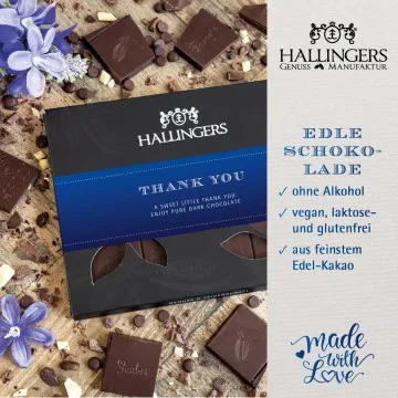 Zartbitter-Tafel Thank You (Pur 85%) - Vegane Schokolade, handmade ohne Alkohol