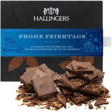 Vollmilch-Tafel Frohe Feiertage (Xmas-Gewürze) - Schokolade, handmade ohne Alkohol