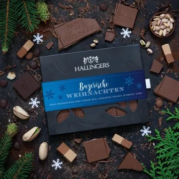 Vollmilch-Tafel Bayerische Weihnachten (Haselnuss) - Schokolade, handmade ohne Alkohol