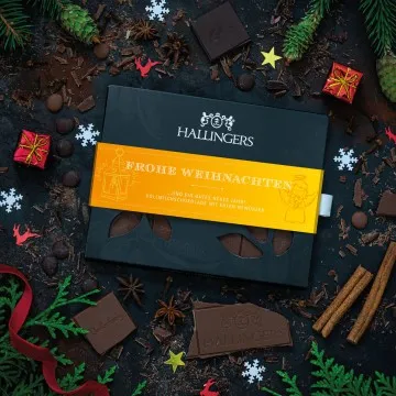Vollmilch-Tafel Frohe Weihnachten (Xmas-Gewürze) - Schokolade, handmade ohne Alkohol