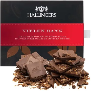 Vollmilch-Tafel Vielen Dank (Mango-Vanille) - Schokolade, handmade ohne Alkohol