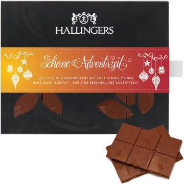 Vollmilch-Tafel Schöne Adventszeit (Haselnuss) - Schokolade, handmade ohne Alkohol