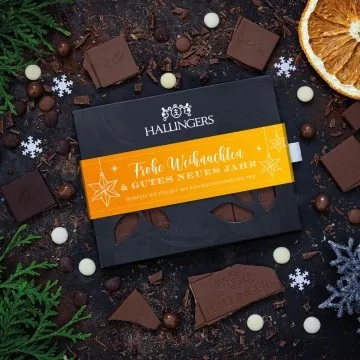 Vollmilch-Tafel Frohe Weihnachten und ein gutes Neues Jahr (Pur) - Schokolade, handmade ohne Alkohol