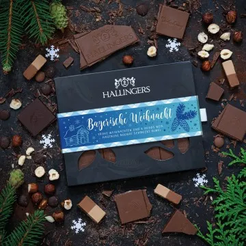Vollmilch-Tafel Bayerische Weihnacht (Haselnuss) - Schokolade, handmade ohne Alkohol