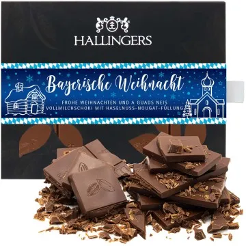 Vollmilch-Tafel Bayerische Weihnacht (Haselnuss) - Schokolade, handmade ohne Alkohol